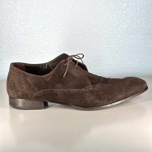 A Testoni Basic Oxford Dress Shoes Brown Suede Leather Mens Size 12 Lace Up - Picture 9 of 16